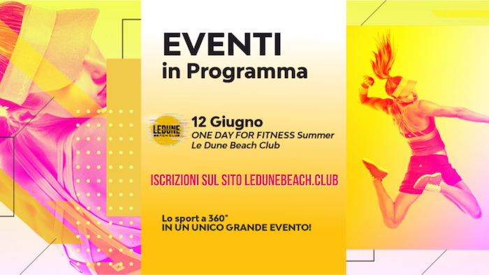 programma ONE DAY for ftiness torino le dune beach club FACEBOOK